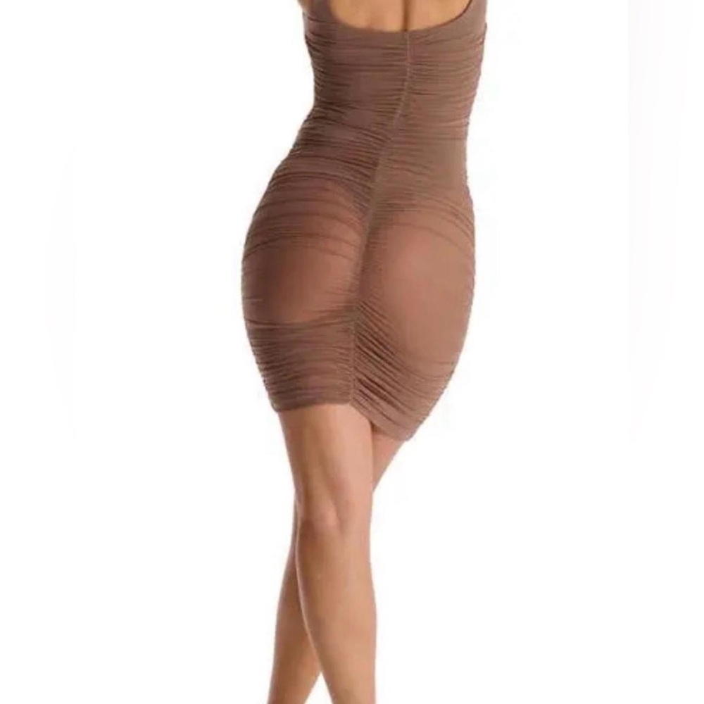 NWT Naked Wardrobe sexy mesh brown Mini Dress - Picture 4 of 10